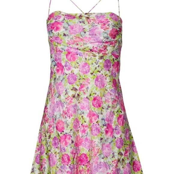 For Love & Lemons Paulina Floral Spaghetti Strap Backless Mini Dress Sizes XS M - Picture 5 of 14